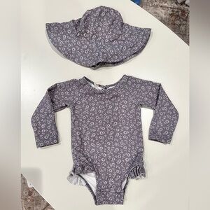 Quincy Mae Swimsuit and Sun Hat Set 6-12 mo